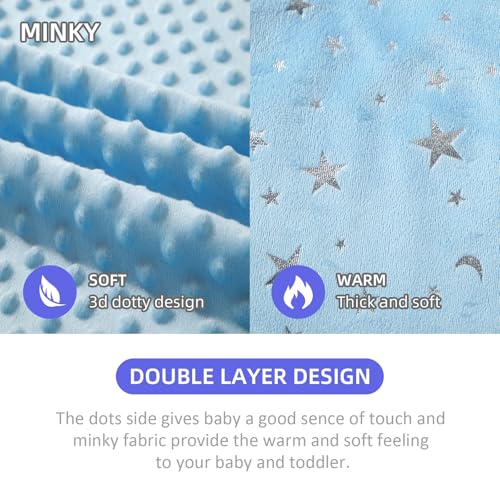 Image of Baby Nursery Bed Blankets Ultra Soft Double Layer Mini Blanket Minky Blanket Receiving Blankets Shower Gifts(Bluestar,30 * 47in)
