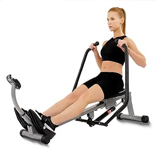 FBITE FXJ Foldable Rowing Machines Rowing Machine for House Use Foldable, 12 Level Adjustable Resistance, Double Paddle Hydraulic Rowing Trainer, Silent Small Fitness Equipment