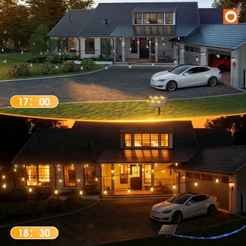 Image of addlon 54FT(2FT) Solar String Lights Outdoor, with 24 Bulbs, Last 20+ Hrs