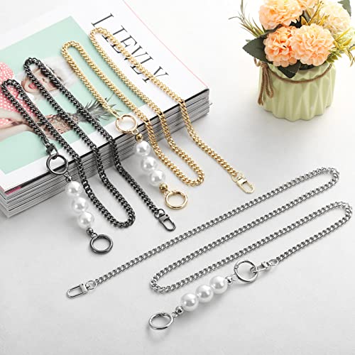 Oeh Purse Strap, 3 Pieces Purse Straps Replacement Crossbody, Fashion Metal Crossbody Straps For Purses, Freely Combined Purse Chain Strap, Replacement Purse Straps With Metal Buckles, Silver #TOP5