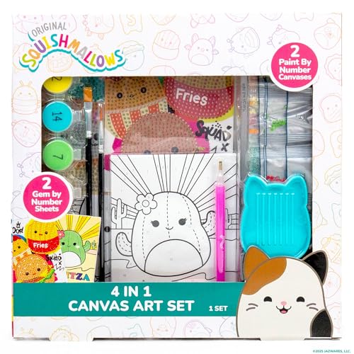 Squishmallows Original 4-in-1 Canvas Art Set, Paint by Numbers & Gem Art Crafts by Squishmallows - Used condition - Image 7