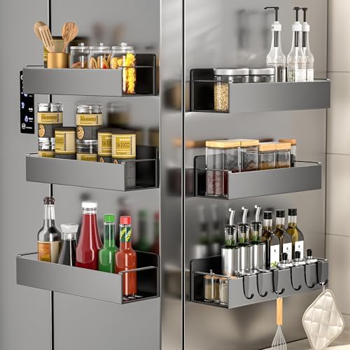 Amazon.com: Magnetic Spice Rack for Refrigerator,3 Pack Magnetic Spice ...