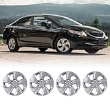 Hawkley 15 Inch Hubcaps Set of 4 Silver Lacquer Wheel Rims Cover for Honda Civic Sedan 2013-2015, PP Material Wheel Tire Covers Bolt On Installation Automotive Accessories (4-Packs,Black Lacquer)