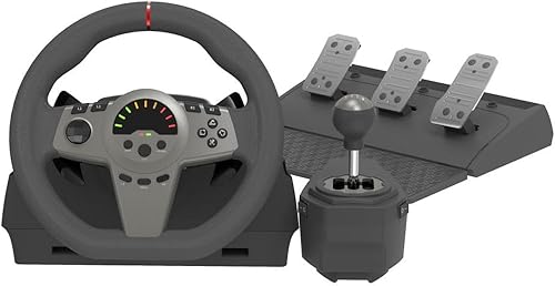 Coverzone Simülasyon Direksiyon Seti – 270° Döner Oyun Direksiyonu, Çift Titreşim Motoru, Programlanabilir Tuşlar, Pedal ve Vites ile PC, PS3, PS4, Xbox One, Xbox Series X/S, Switch Uyumlu GT100V2