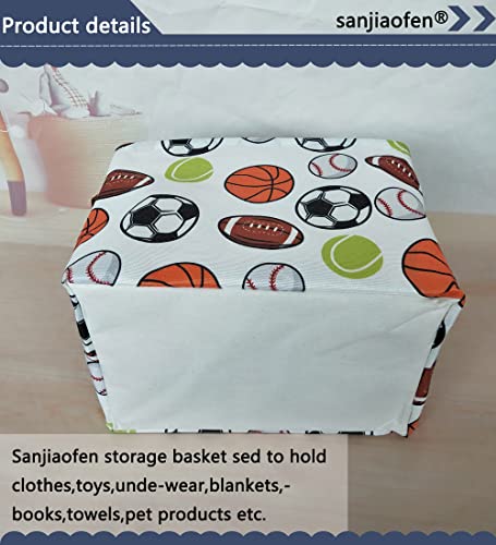 Image of Rectangular Basketball Baskets,Football Basket Organizer.Baseball Basket with Handles.Basketball Bins,Clothers,Books,Kid's Gifts Storage. (Ball)