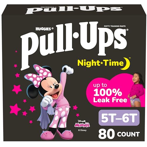Pull-Ups Girls Night-Time Potty Training Pants Size 5T-6T Overnight Training Underwear (46-60 lbs) 80 Ct