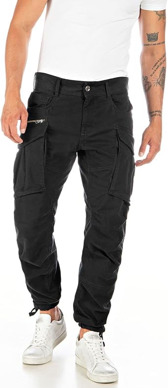 Replay Mens Logo Cargo Trousers, Black, 31W x 32L