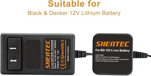 Miniatura 4 de Shentec Cargador de batería de ion de litio de 12 V compatible con Black and Decker BL1110 BL1310 BL1510 LB12 LBX12 LBXR12 Pod Style Battery no