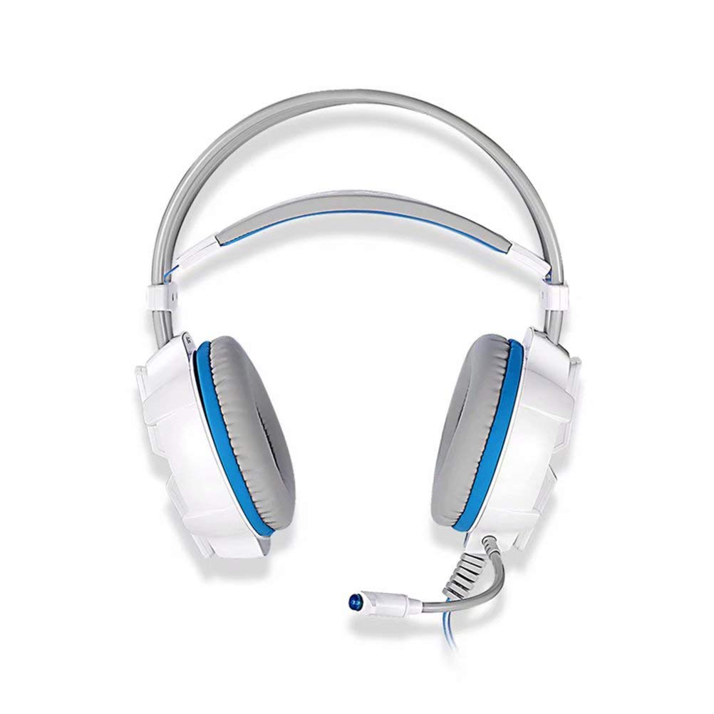 CSZH 7.1 Virtual Bass Surroun Headphones Cuffie Headban con microfono per Xbox One PC Laptop Tablet Mac Smart Phone (bianco blu)