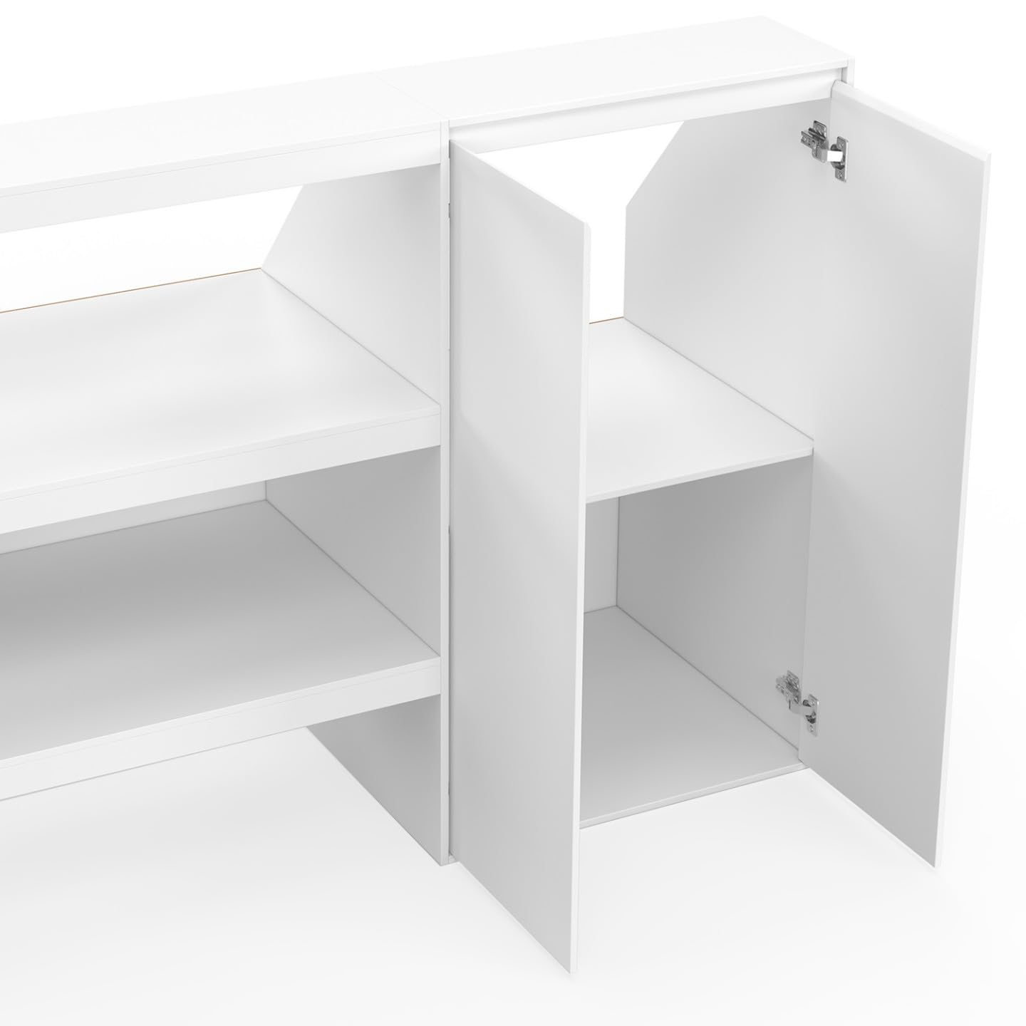 IDMarket - 2-Ebenen-Regal + 2-türiger Schrank unter Dachschräge TOMI weiß