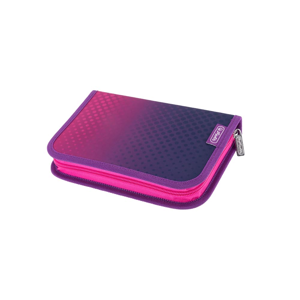 Herlitz Dip Dye School Pencil Case Pink - 2 Slips, with Equipment 31 Elements, Organizer, Purple-Pink (14x20,3x3,5 cm)