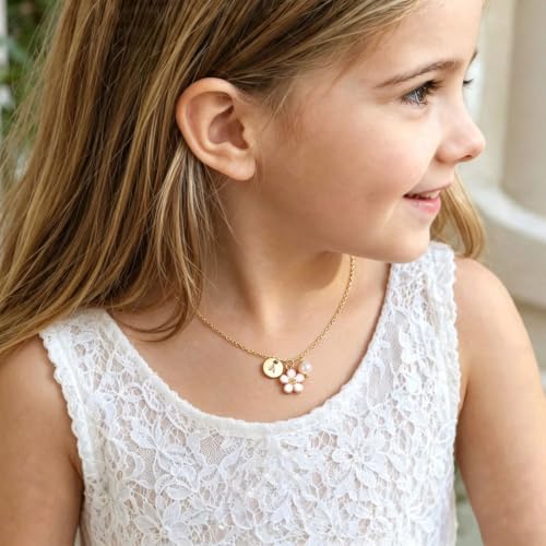 Image of Initial A-Z Letter Necklace for Flower Girl,14K Personalized Proposal Gifts for Flower Girl On Wedding Bridal Shower Party