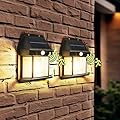PATIOPIA 2 Pack Solar Motion Sensor Wall Lights with 3 Lighting Modes, Waterproof Led Solar Powered Wall Lights for Deck, Fence, Garage, Barn, Patio and Yard