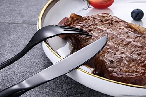 Flatware Sets, 20-Piece Silverware Set, Stainless Steel Home Kitchen Hotel Restaurant Tableware Cutlery Set, Service For 4, Dishwasher Safe (Mirror Finish Black) (Black, 4) (Matte Black) #TOP4