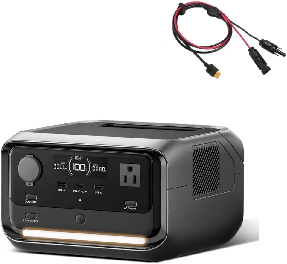 EF ECOFLOW River 3 Plus 270 - Estação de energia com bateria LiFePO4 de 268 Wh, 3 tomadas de energia até 1200 W, UPS de <10 MS, expansível para 840 Wh, carregamento rápido de 1 h, gerador solar de <30