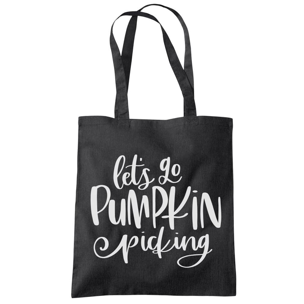 Lets Go Pumpkin Picking - Tote Shopping Bag - Halloween Pumpkin Patch Trick or Treat One size black