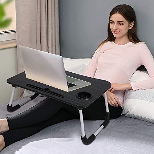 Image of VAAYU Multi-Purpose Laptop Table, Study Table| Bed Table| Adjustable Height, Portable for Office, Work Form Home | DIY Table, Easy to Assemble, Engineered (Old-Black)
