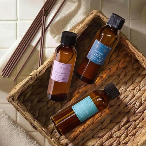 Image of COCORRINA Reed Diffuser Refill Set, 10.2oz Scented Oil Refill 3 Pack, Cashmere Vanilla, Ocean Mist, Lavender Garden, Long Lasting Oil Diffuser Refill with 18 Sticks for Bathroom & Bedroom