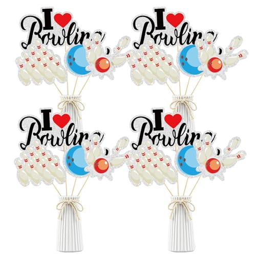 Image of Bowling Theme Centerpiece - Set of 16: Sticks, Jar, Shoe, Ball Games, Table Toppers, Funny Kit, Sport Theme Party Supplies