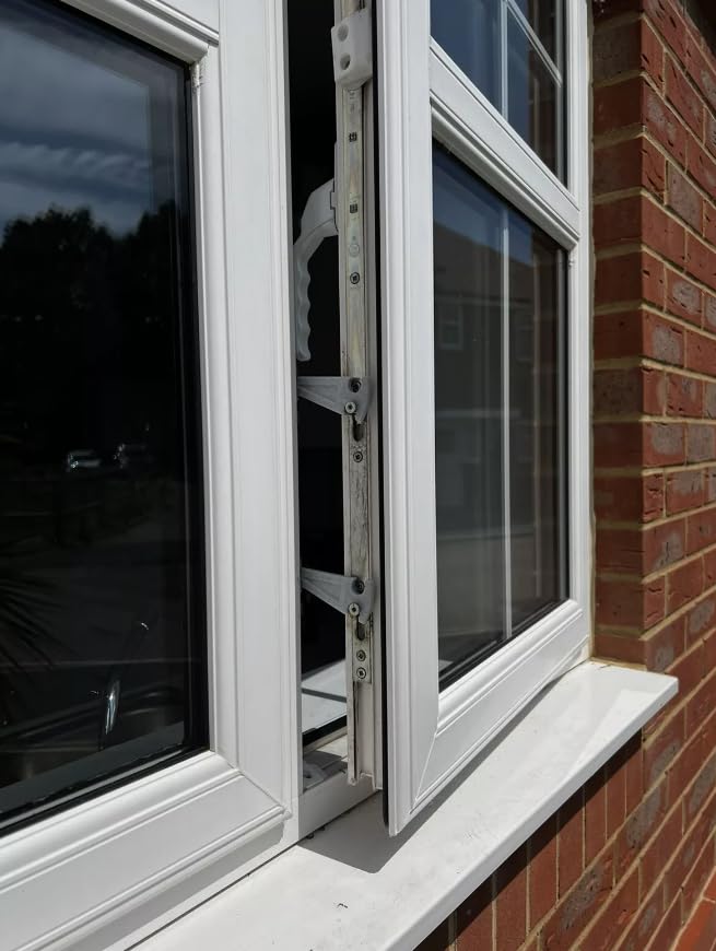 Window Restrictor SMALL 40mm for UPVC Frames for Cats and Pets pack of two. Cat Guard, White - Marble Effect - Image 4
