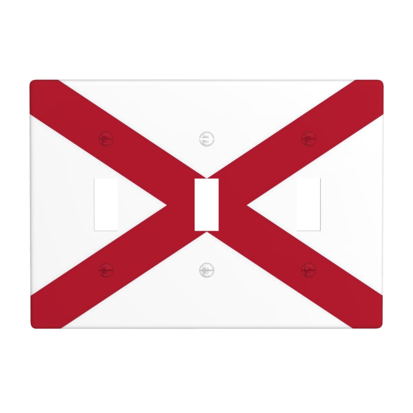 Flag of Alabama 3 Gang Switch Plate Cover-Unbreakable Polycarbonate Wall Plate, Heat Resistant Toggle Switch Decor for Home