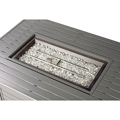 Image of Rectangular 48 in. x 36 in. Aluminum Propane Fire Pit Table, Glass Beads, Two Covers, Lid, 57,000 BTUs in Grey Finish