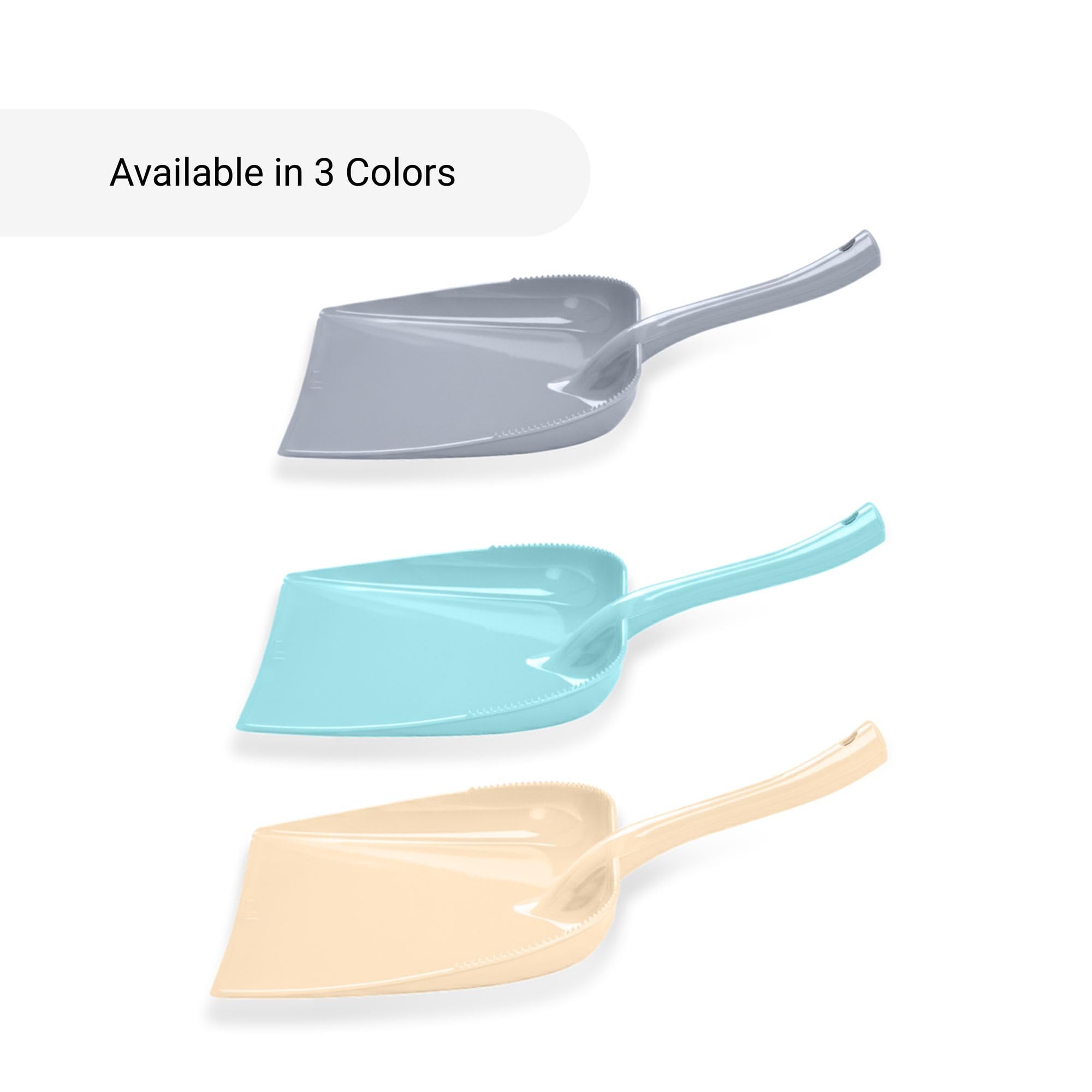 FLAIR Estella Plastic Dustpan for Home Cleaning - Beige | Deep Pan Design, Comfortable Grip Handle, Lightweight, Durable Dust Collector for Kitchen, Bathroom, Office & Indoor Cleaning 3