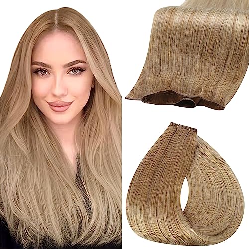 Fshine Sew In Weft Hair Extensions, Human Hair, 24 Inch, 60 g, Straight, Brown, Salon Style for Women, 2.Genius #Ba10/14, 60g-24inch