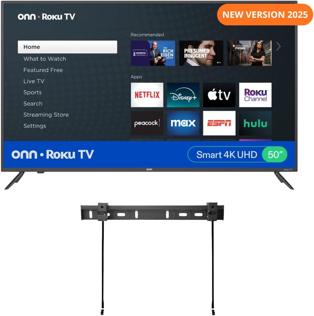 ONN 32-inch Roku Smart TV LED + Free Wall Mount with Wi-Fi Connectivity and Mobile App | Flat Screen TV Compatible with Apple Home Kit | Alexa and Google Assistant (Renewed)