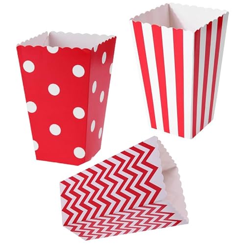 108枚入紙袋ポップコーンボックス カップ キャンディー容器 紙製 耐油 防水 耐熱折りたたみ DIY製菓用品 使い捨て結婚式 誕生日 卒業パーティー 業務用 家庭用 (Red)