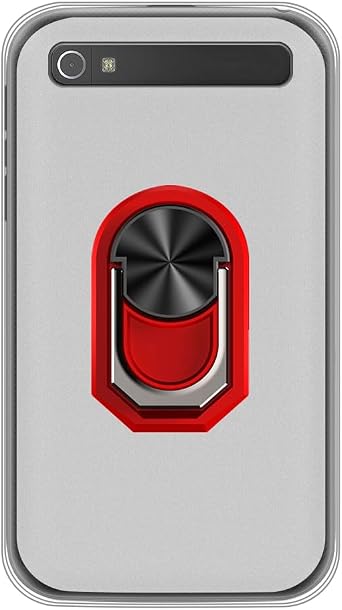 Flexible Case + Ring Holder Compatible with BlackBerry Classic Q20 Phone Shockproof Cover & Magnetic Mecha Style Finger Grip Kickstand White+RedRing