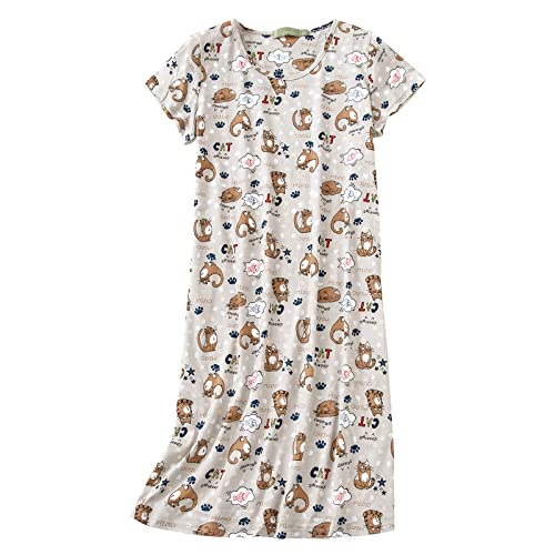 Image of American Trends Nightgowns for Women Cotton Night Shirts Short Sleeve Knee-Length, Sleep Shirts Summer Pajamas Sleepwear