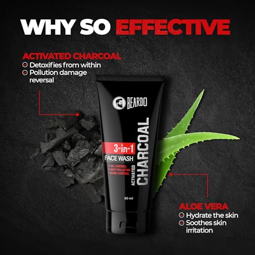 Beardo Charcoal 4-in-1 Giftset for Men | Complete Face & Body kit, pack of 4 (Facewash, Peel-off mask, Scrub, Soap) | Valentines day gift for husband | Gift for boyfriend | Gift for Men 4