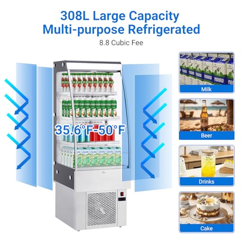 Image of IDEALHOUSE 8.8 Cu.Ft Countertop Commercial Refrigerator Display,Glass Door Cake Fridge,LED Lighting,Adjustable Shelves,White Pastry Cooler