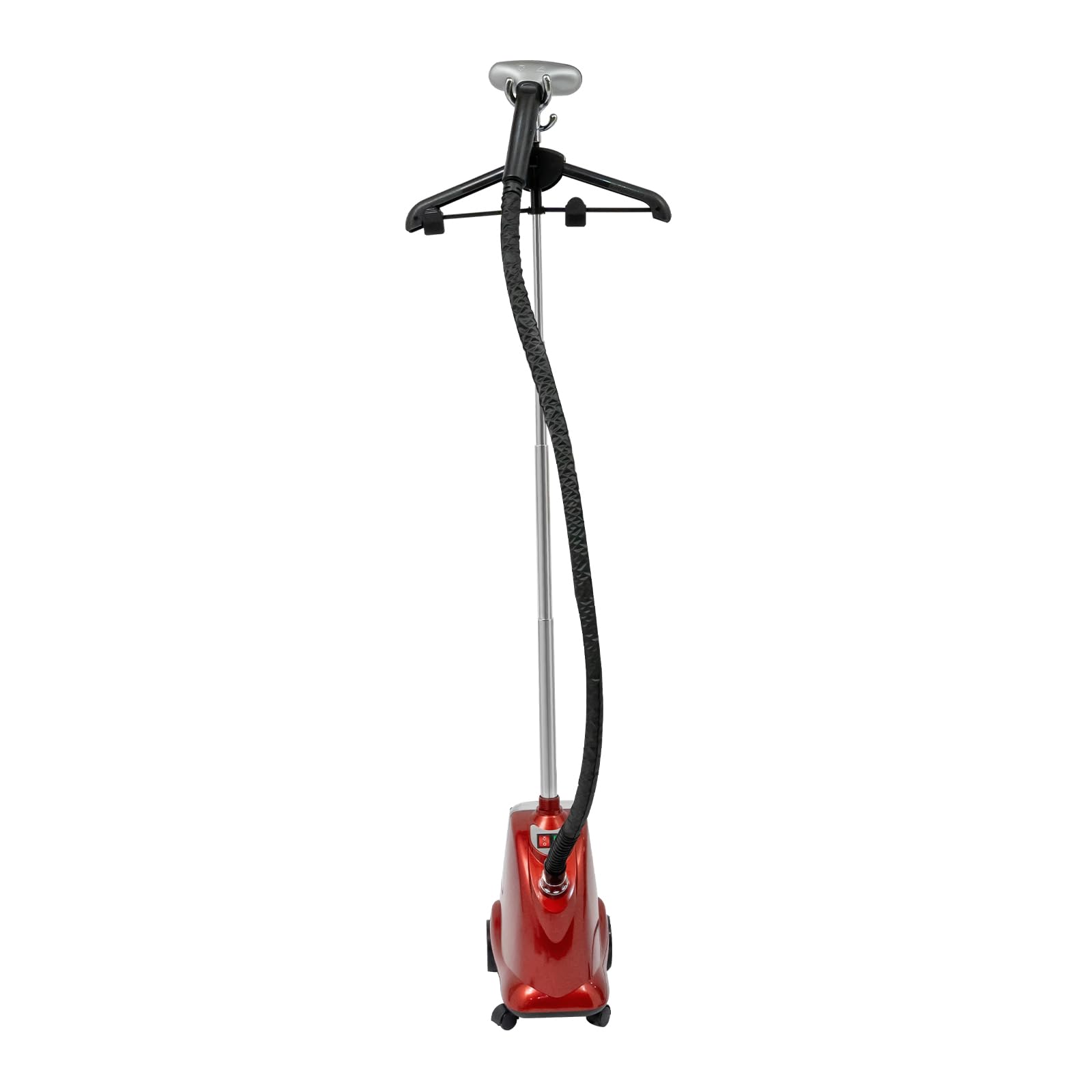 Dampfglätter, 2200W Garment Steamer - Profi Steamer für Textilarten, Vertikaler Dampfbügler mit 3L Wassertank, Antibakterielle Dampfbürste, Drei Stufen Einstellbar (Schwarz+Rot)