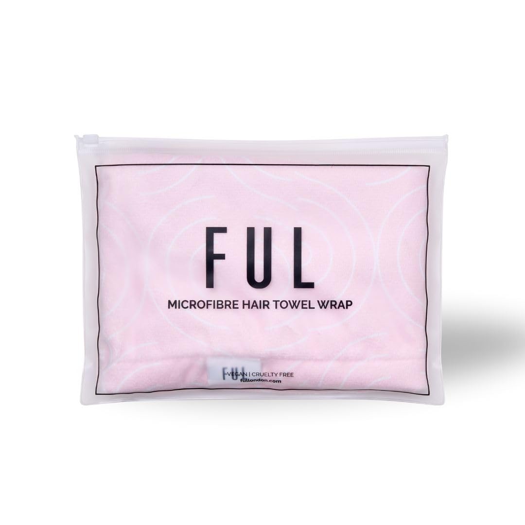 FUL Microfibre Hair Towel Wrap – Super Absorbent Quick-Dry Turban for Wet Hair - Soft & Lightweight in Pink