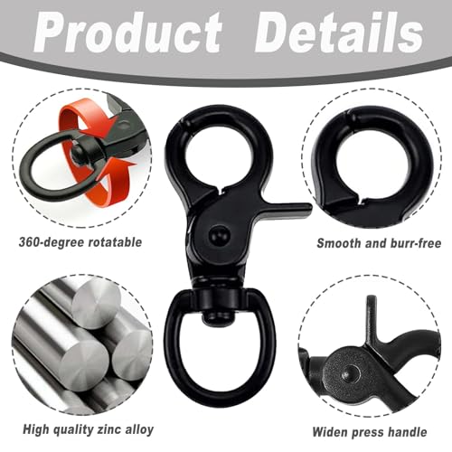 5 Stück Scherenkarabiner Klein, Karabinerhaken Wirbelkarabiner, Schnapphaken mit Drehgelenk, Hundeleine Karabiner, Robust Bolzen Karabiner, für Hunde Gepäckschnalle Drehbar