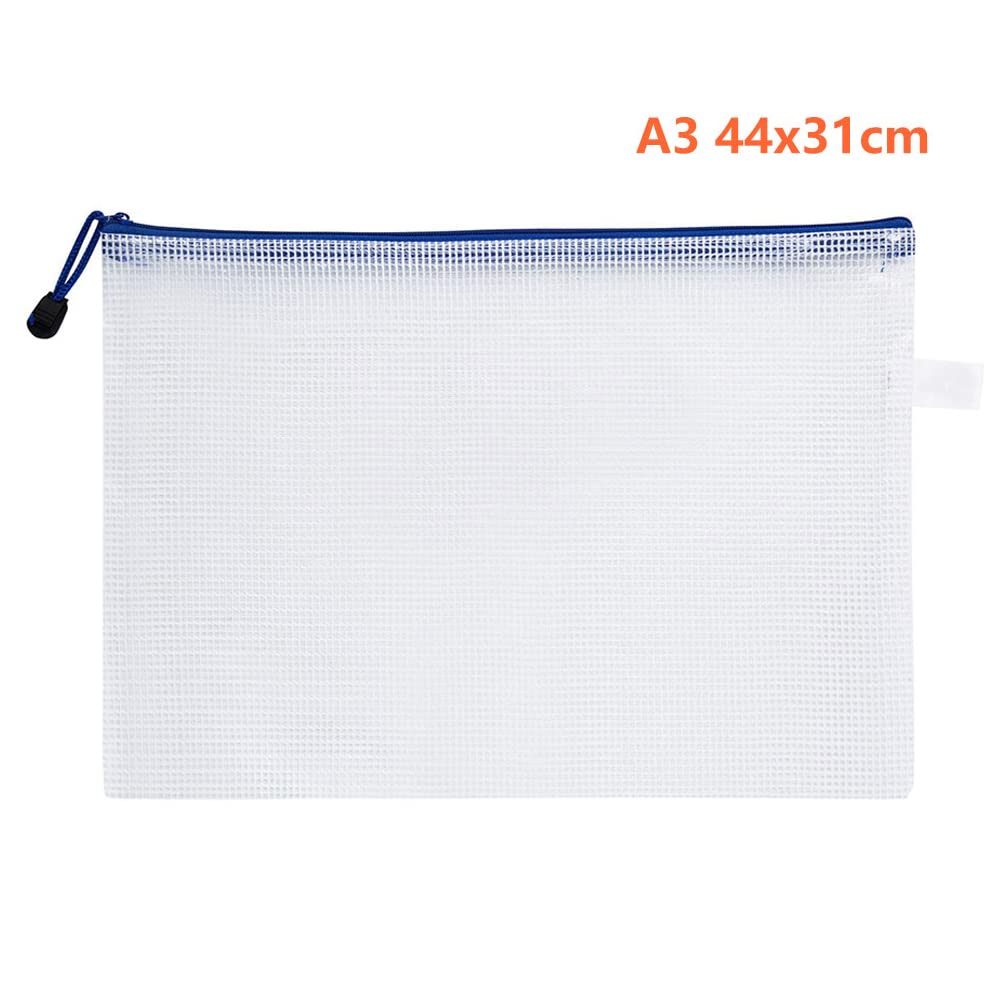 Carteras de plástico A3 con cremallera, 120 bolsas blancas con cierre de cremallera, carteras de malla, bolsa de almacenamiento impermeable para archivos de documentos, suministros de viaje de oficina