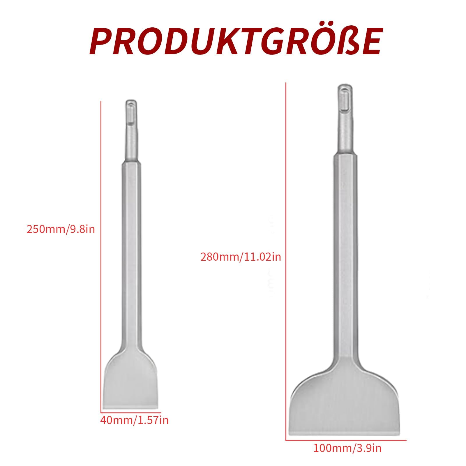 Scalpello per piastrelle SDS Plus, infrangibili e durevoli, 280 x 100 mm e 250 x 40 mm, SDS largo per rimuovere efficacemente piastrelle e colla per piastrelle, 2 pezzi