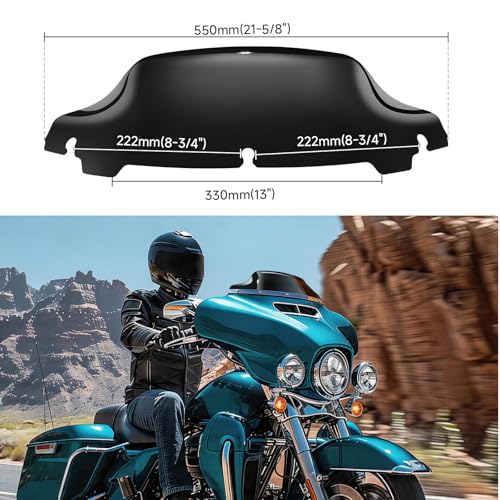 Image of JMTBNO Black 7 inch Motorcycle Wave Windshield Windscreen Compatible for 2014-2024 Harley Davidson Touring Street Glide /Electra Glide /Ultra Limited /Tri Glide FLHT FLHX FLHXS FLHTK