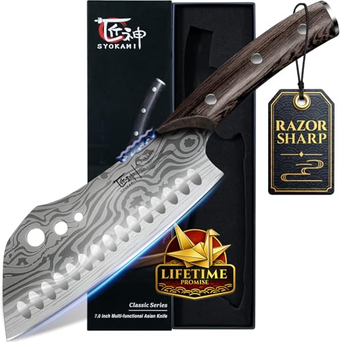 Syokami Cleaver Chef Knife With Herb Stripper