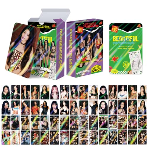Image of Fancyku K-Pop Star Cards Sticker Set, 64PCS Holographic Photo Cards + 60PCS Stickers, Idol Laser Photocard Collection, Cute Aesthetic Scrapbook & Phone Decor for Fans, 9x6cm
