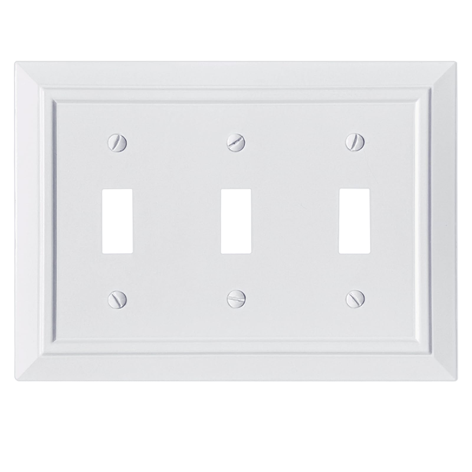 Classic Architecture Wall Plates,Light Switch covers, Electrical Outlet Covers, Duplex receptacle wall plates,Mid Size Bamboo Fiber Material Switch plates Pure White (3 Gang Toggle 1PK)