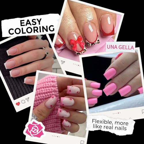 Image of UNA GELLA Extra Short Sharp Square Nail Tips 216Pcs, 12 Sizes Pre-buffed Soft Gel Nail Tips Sharp Square Half Matte Full Cover Clear Fake Nails Extensions for DIY & Salon Manicure Clear Press on Nails