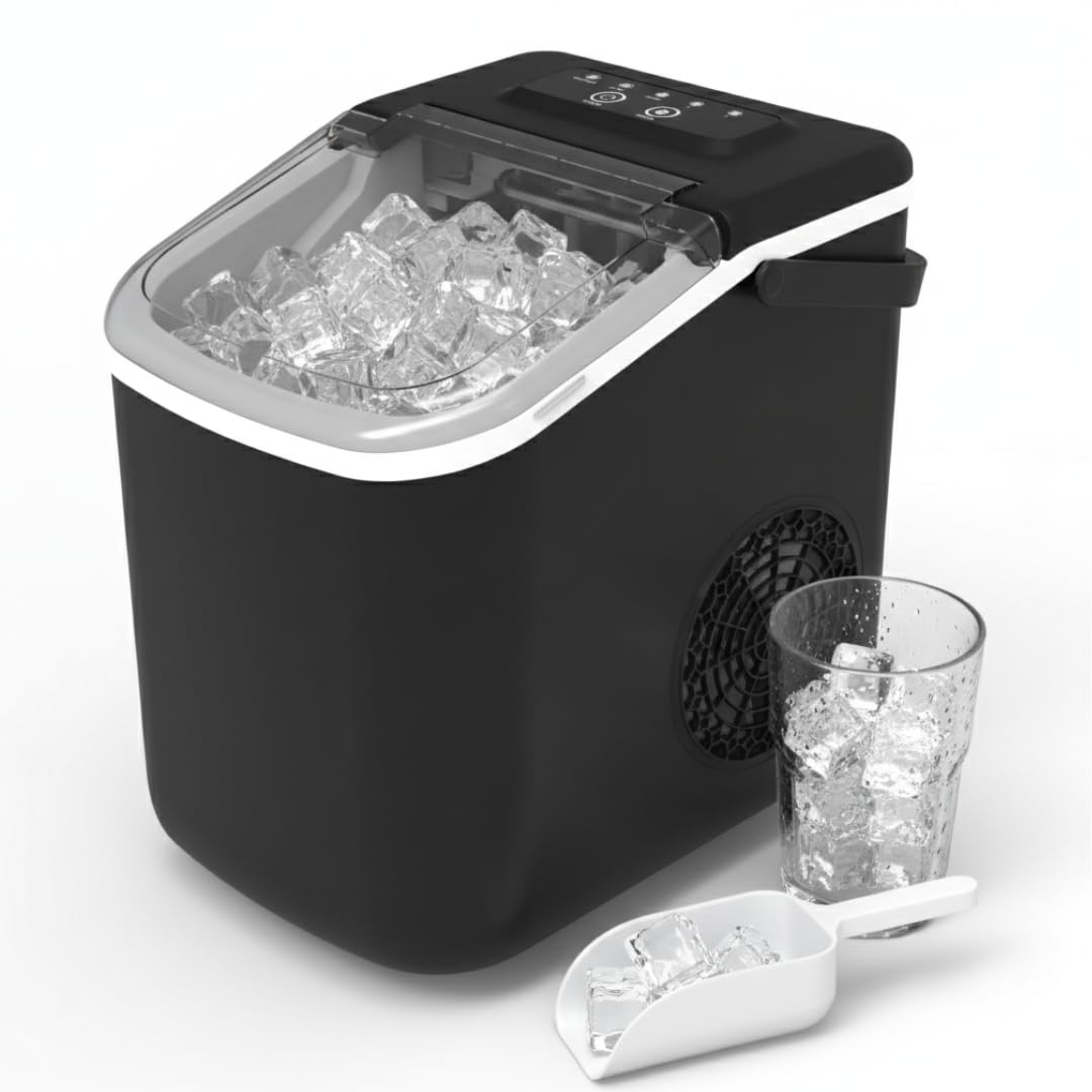 ICE CUBE MAKER Macchina per ghiaccio da casa, 10Kg/24h, 9 Cubetti in 6 Minuti, Due dimensioni, Macchina per Cubetti di Ghiaccio Compatta per Cucina, Casa, Feste e Ufficio