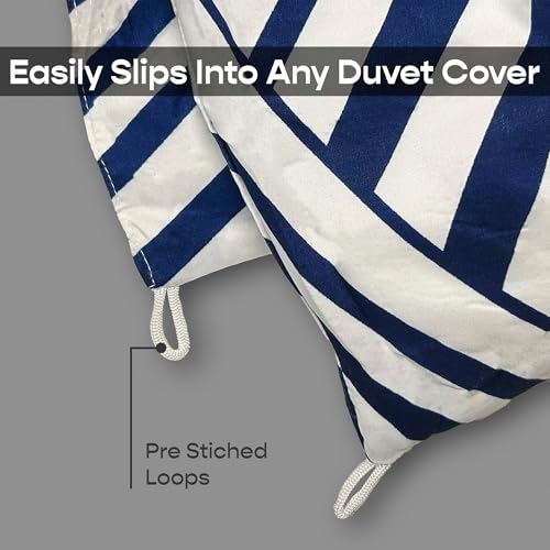 Image of SleepyCat Luxurious All Season Reversible Printed Comforter - 200 TC | Hotel Like Feel with Down Alternative Lightweight Microfiber Fill, Double Size 90x100 Inches (Blue Criss Cross)