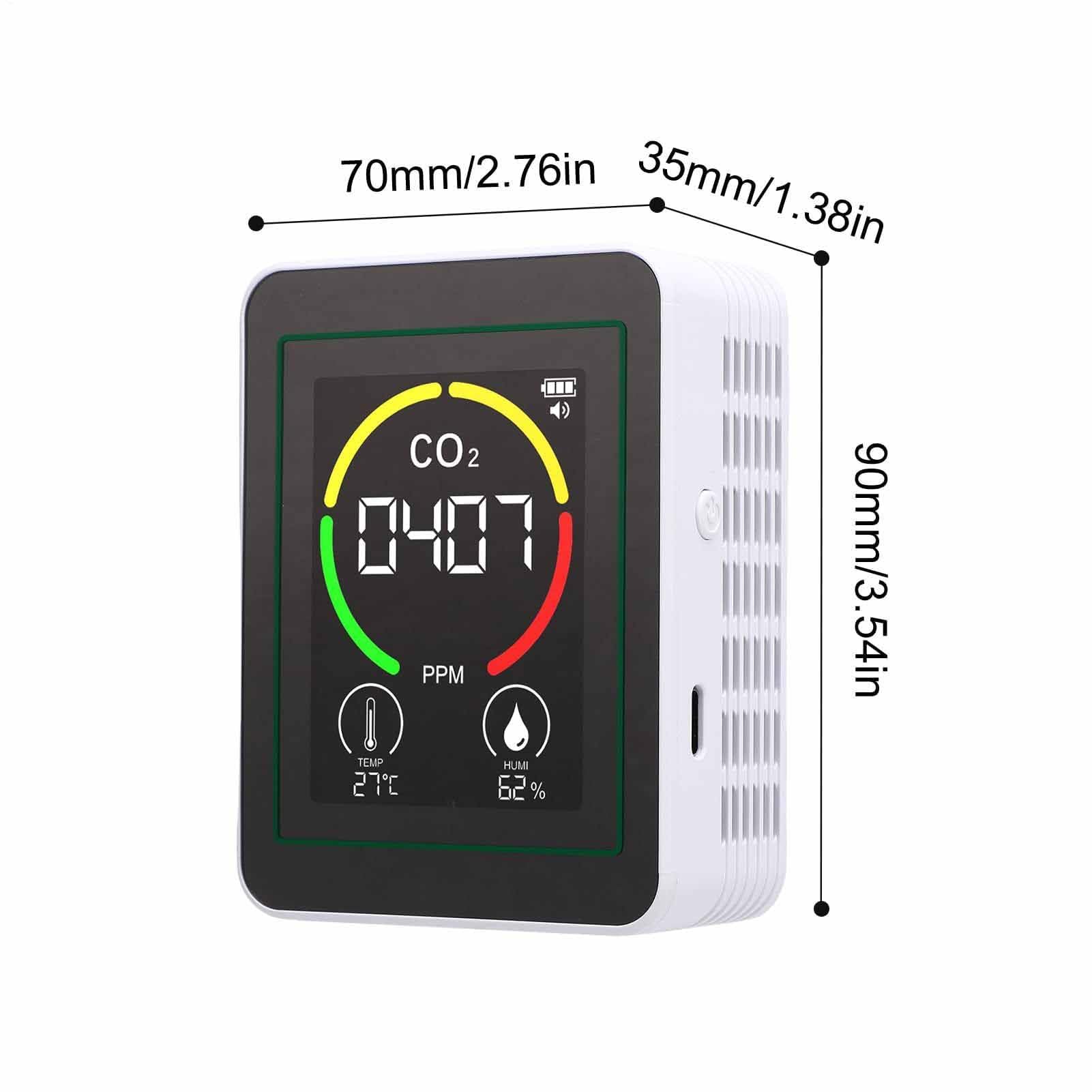 Detector de CO2 portátil con Monitor Digital Temperatura y Humedad, medidor Calidad del Aire Interior for el hogar, Oficina, vehículos recreativos, hoteles Viajes(White.)