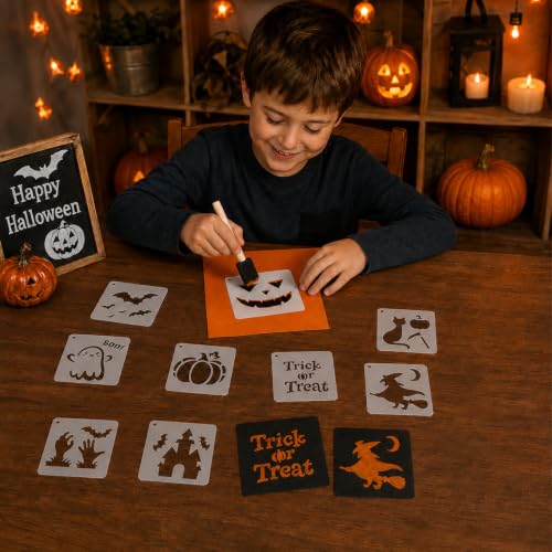 80PCS 3 Inch Halloween Stencils for Painting and Crafts, Reusable PET Templates with Pumpkin Faces, Ghosts, Witches, Bats and Spider Webs for Wood Signs, Canvas, Cards and DIY Halloween Decorations - image 4