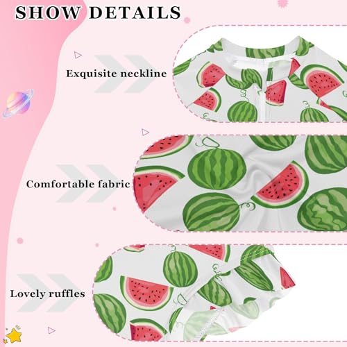 Watermelon Fruit Girls Long Sleeve Rashguard Swimsuit UV Protection One-Piece Swimwear Bathing Suit B04048174