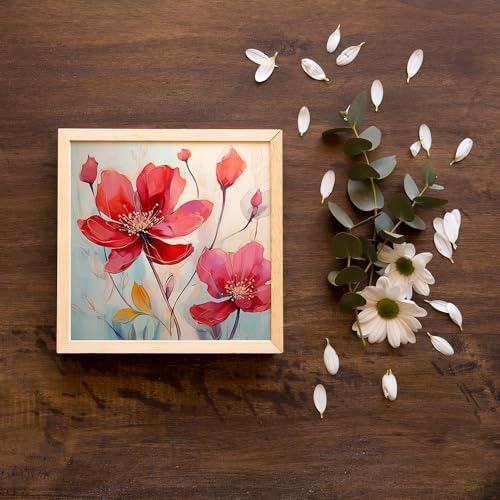 Image of kotart -Floral wall art for wall hanging Paintings wall decoration Wall frames for home decor Set of 2 Multicolo Size- (10x10 inch, J)